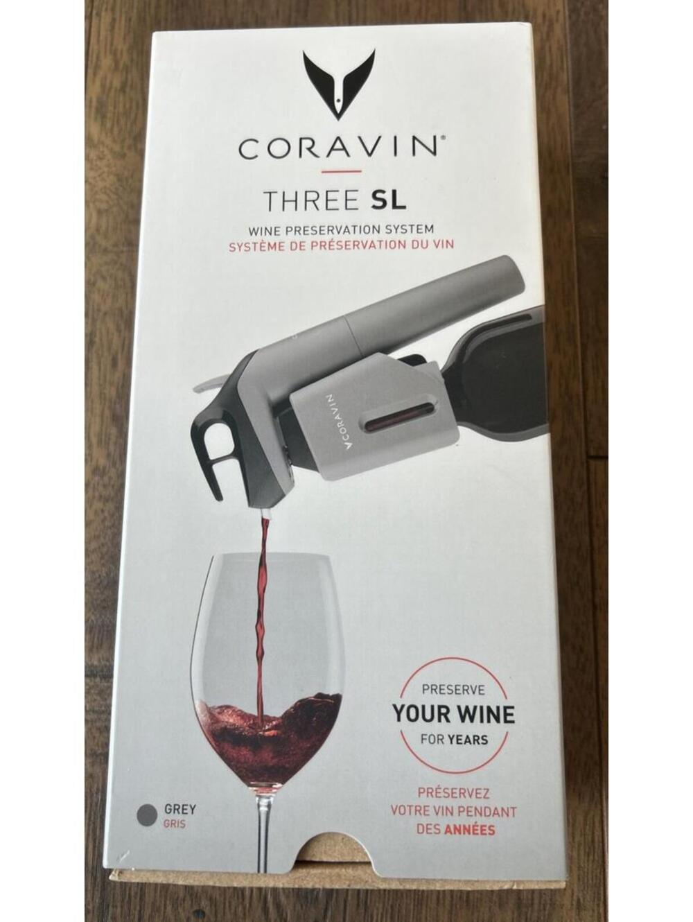 Coravin Three SL Wine Preservation System New Inner Box Sealed Grey
